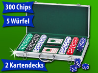 Grand Straight Royale Alu-Poker-Koffer mit 300 11,5-g Chips,2 Sets Karten,5 Würfel